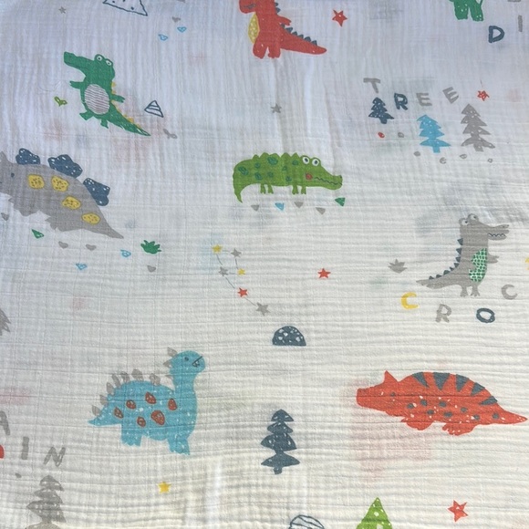 White Baby Swaddle with Dinosaur Print - Picture 2 of 2